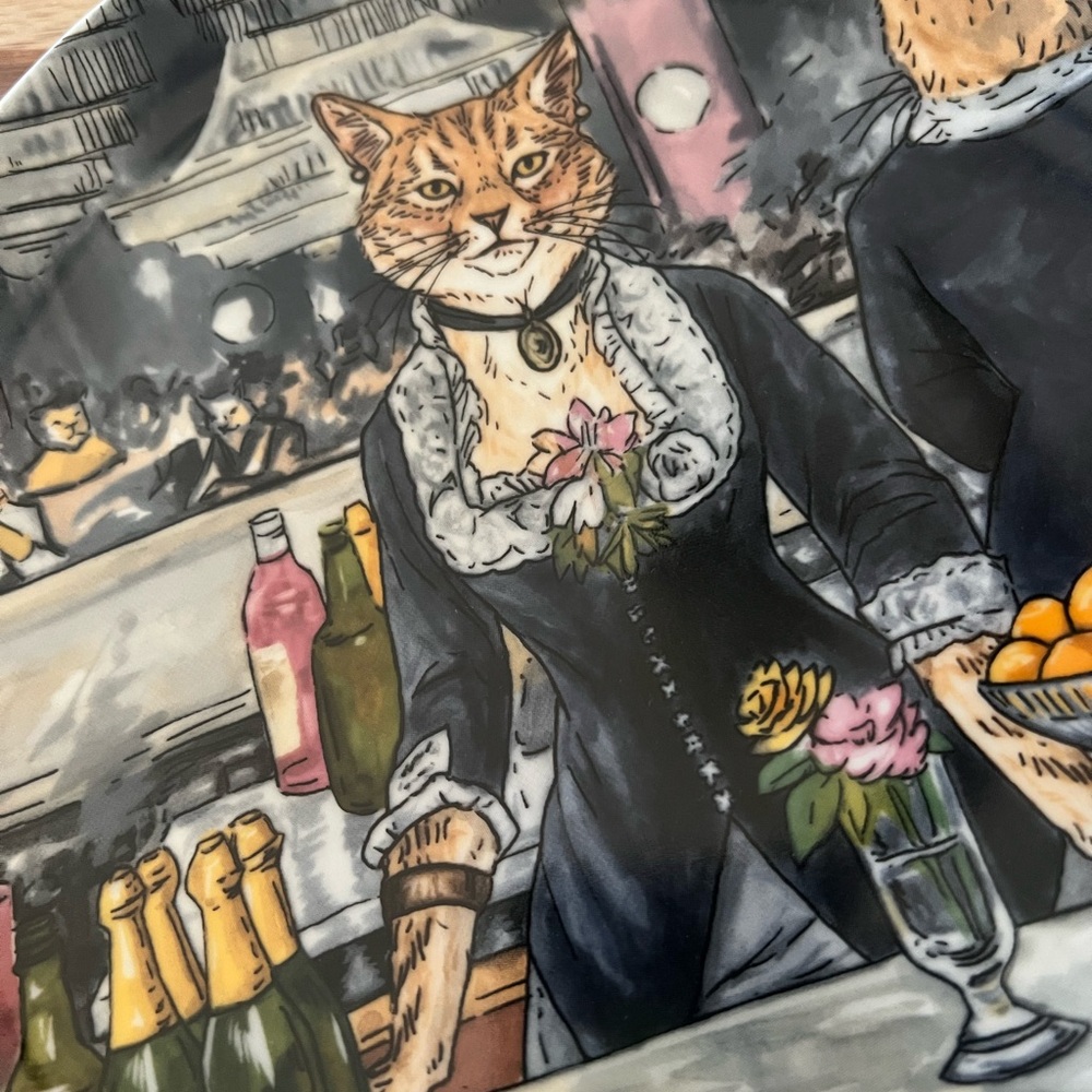 West Elm Dapper Animal Cat Porcelain Plate
